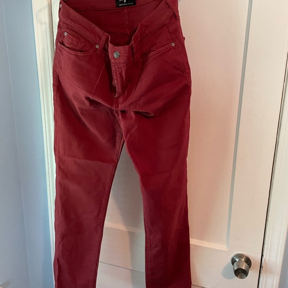 7 for all Mankind Slimmy Jeans Mens Size 33 Red - Picture 1 of 5